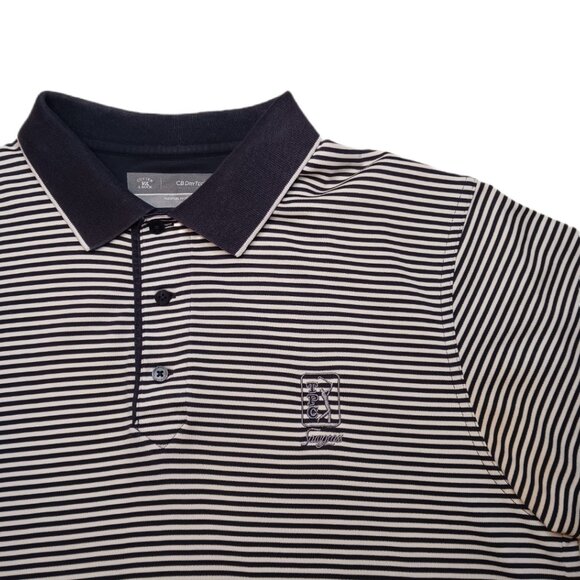 Cutter & Buck Mens Medium Golf Polo TPC Sawgrass Dark Blue Striped Short Sleeve - Picture 7 of 10